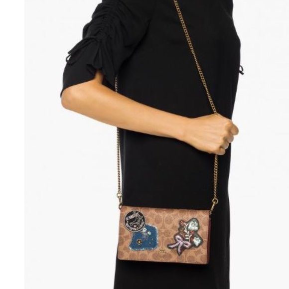 Coach Signature Crossbody Bag with Patches Brass/Rust Multi - Picture 10 of 15